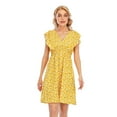 thumbnail image 1 of Nouvelle Robe Mini pour Femmes Imprimé Marguerite Vintage Col en V Sans Manches Robe Décontractée, 1 of 3