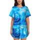 thumbnail image 1 of Fotbe Blue Shell Conjunto de Pijama Estampado para Mujer, 2 Piezas, Ropa de Dormir con Camiseta de Manga Corta y Shorts Suaves-Medium, 1 of 6