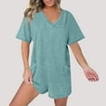 thumbnail image 2 of aidice Lounge Jumpsuits for Women Summer V Neck 1/2 Sleeve Loose Comfy Hidden Zipper Shorts Rompers, 2 of 6