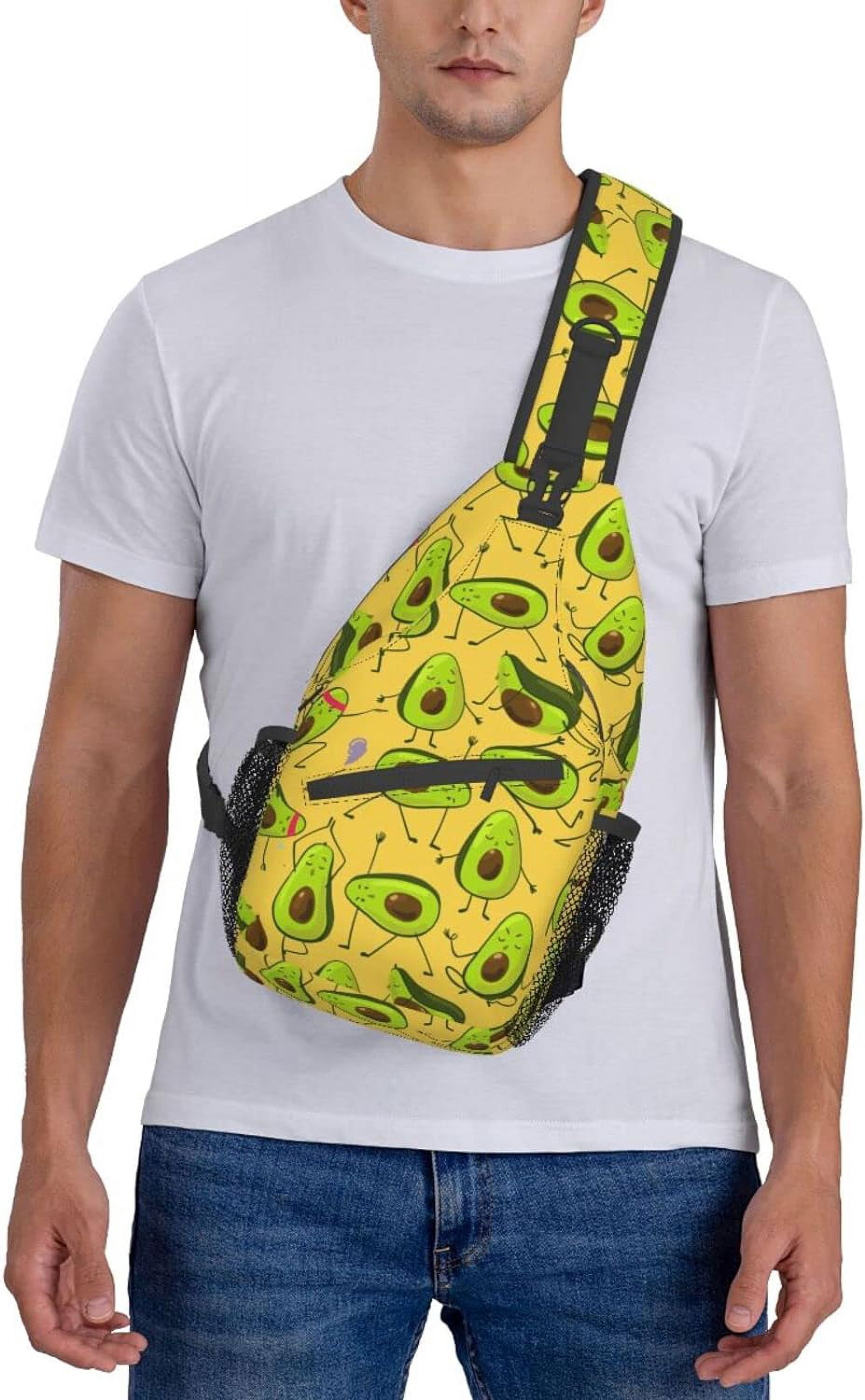 Avocado doing exercise Sling Bag Crossbody Hiking Travel Chest Bags Backpack Shoulder Daypack for Women Men