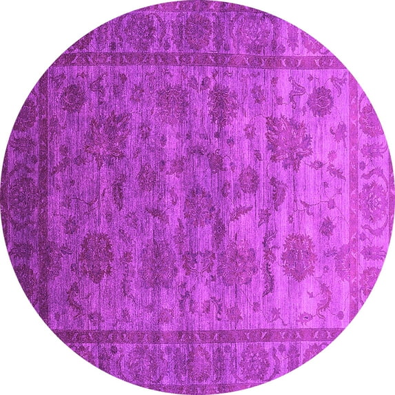 Ahgly Company Indoor Round Oriental Pink Industrial Area Rugs, 4' Round