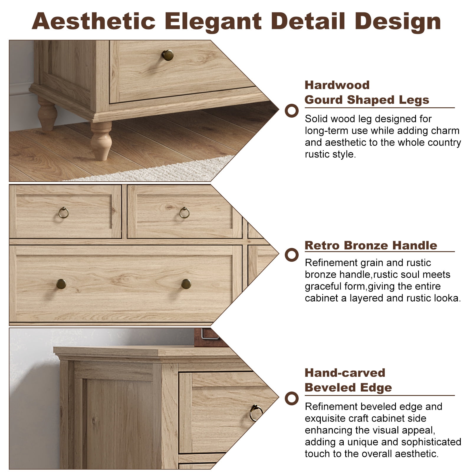 ChVans 65 inch Large Long Drawer Dresser, 8 Drawer Dresser for Bedroom, Modern Farmhouse Wood Wide Chest of Drawers, Storage Dressers for Bedroom, Living Room & Hallway