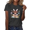 thumbnail image 2 of BiZtdJrK Easter Shirt for Women Happy Easter Egg Cute Tees Funny Bunny Rabbit Graphic Print Short Sleeve Tops Casual Round Neck Blouse Black XL Holiday Sales, 2 of 5