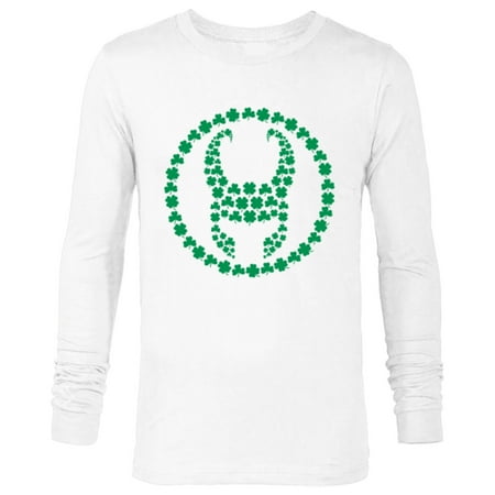 Marvel Loki Helmet Icon Shamrock Clovers St Patrick’s Day - Long Sleeve T-Shirt for Men - Customized-White