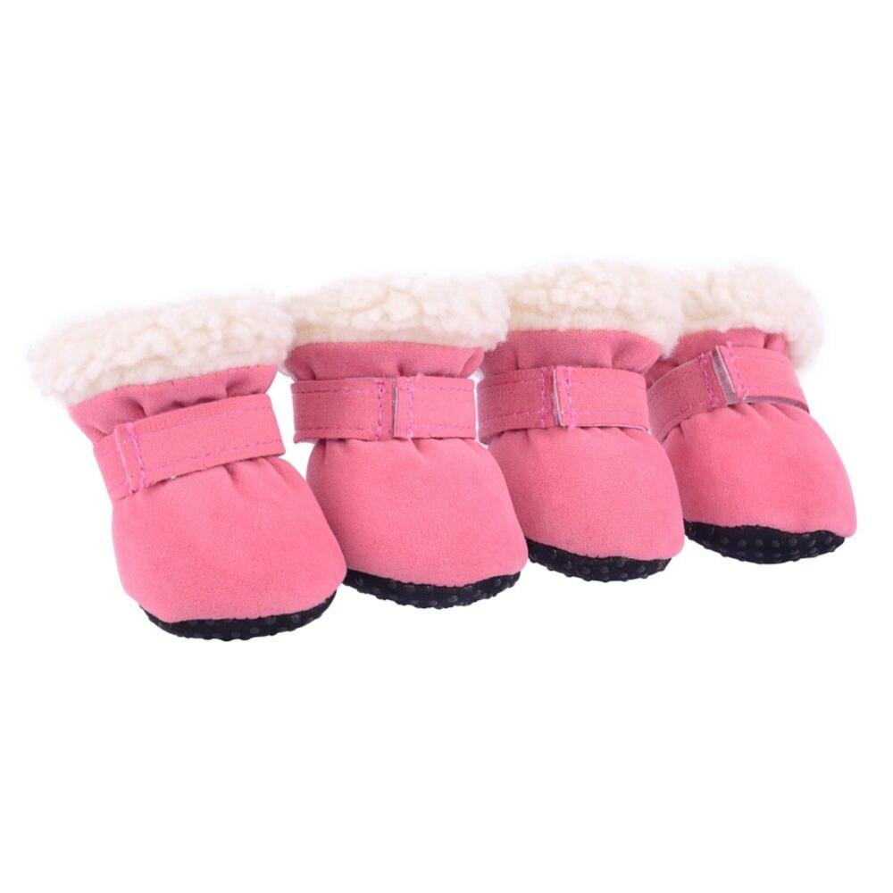 4pcs/set Super Warm Pet Dog Cat Shoes Dog Boots Winter Puppy Cat Rain