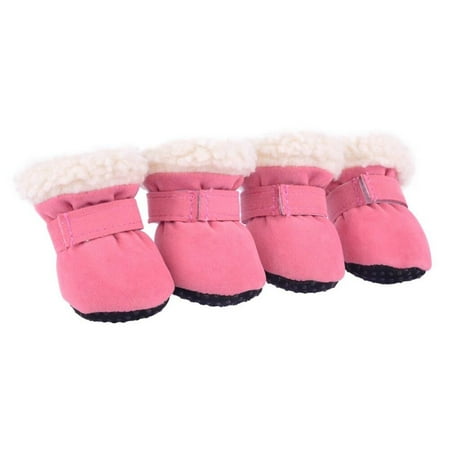 4pcs Set Pet Dog Cat Shoes Dog Super Warm Boots Winter Puppy Cat Rain Snow Booties Footwear for Small Dogs Medium Large Dogs Non-slip Shoes