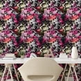 thumbnail image 2 of Ambesonne, Grunge Floral Peel & Stick Wallpaper for Home, Night Leaves Flowers, 13"x100", Hot Pink Hunter Green, 2 of 5