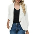 thumbnail image 1 of Veste Blazer pour Femmes, Manches Longues, Col Cranté avec Poches à Rabat Fonctionnelles, Mélange Polyester-Spandex, Coupe Ajustée, Noir, Taille g, 1 of 6