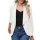 thumbnail image 3 of Sudaderas con capucha para mujer,Chaqueta de traje de solapa de color liso para mujer, blazer ajustado de manga larga, mezcla de poliéster y elastano, ropa informal de oficina, sopatenor, 3 of 7
