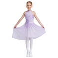 thumbnail image 2 of TTAO Kids Girls Ballet Lyrical Dance Dresses Sleeveless Irregular Hem Shiny Rhinestones Dress Dancewear Light Purple 10, 2 of 7