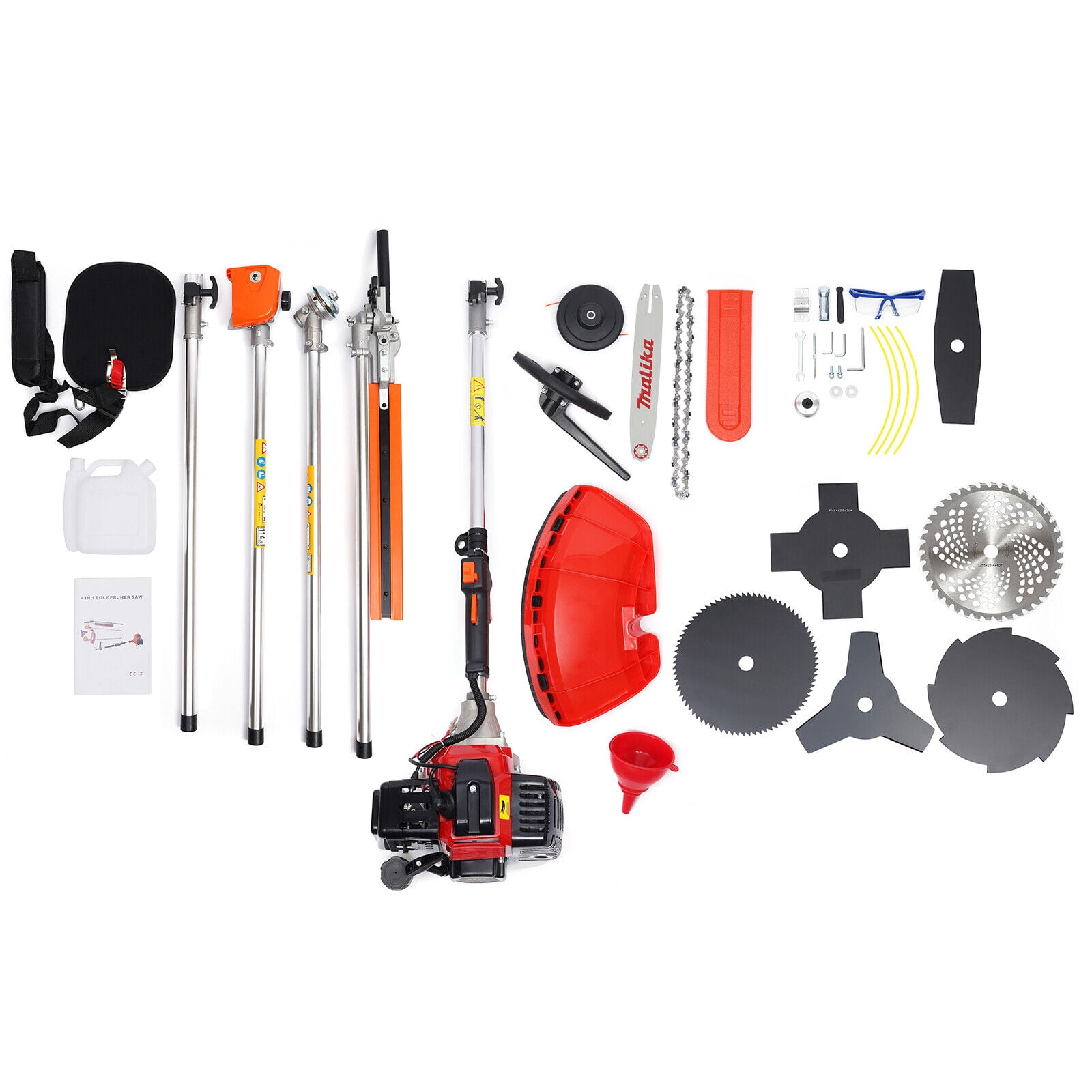 52cc String Trimmer Cordless Weed Wacker, Gasoline Power Grass Trimmer, Two-Stroke Mower for Garden 2800-3200r/Min