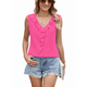 thumbnail image 1 of Camisa de Sin Mangas con Cuello en V, Plisada y Volantes, Holgada, para Mujer, Talla XXL, Color Rosa Rojo, 1 of 7