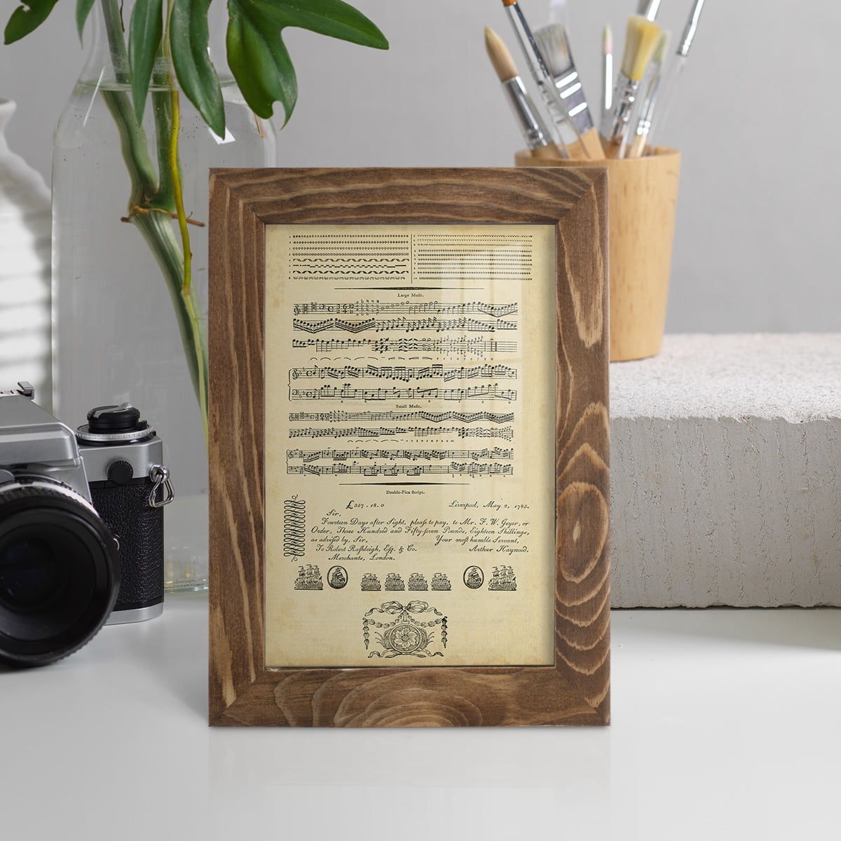 Deckled Encyclopediae V (AS) -Framed Print w/glass-Walnut