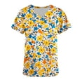 thumbnail image 4 of Otvok Womens Uniform Top,Scrub Tops for Women Vintage Floral Print Short Sleeve V Neck Blouses with Pockets, 4 of 6