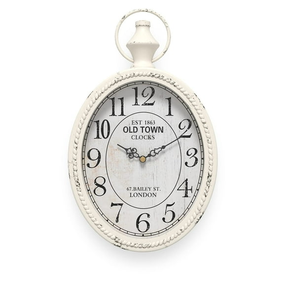 Reloj de pared Mterry, retro, ovalado, diseño antiguo, 28,4 x 17 cm