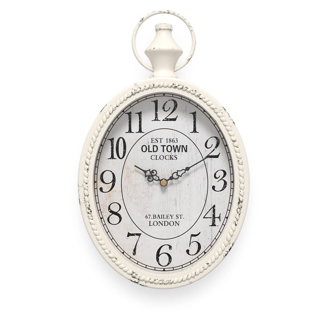 Reloj de pared Mterry, retro, ovalado, diseño antiguo, 28,4 x 17 cm