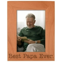 ThisWear Birthday Gift for Grandpa Best Papa Ever Natural Wood Engraved 5x7 Portrait Picture Frame Wood