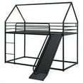 thumbnail image 4 of Bellemave Twin over Twin Size Bunk Bed with Slide Metal House Bunk Bed Frame with Ladder and Guardrails Versatile Twin Bunk Bed Loft Bed, Black, 4 of 10