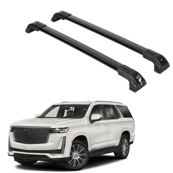 ERKUL Heavy Duty 220lbs Roof Rack Cross Bars for Cadillac Escalade & Escalade ESV 2021-2025 | Metal Mounts | Aluminum Crossbars with Anti Theft Lock for Rooftop - Compatible with Flush Rails - Black