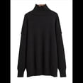 thumbnail image 1 of Suéter de Larga y Cuello Alto para Mujer, Estilo Informal, Holgado, de Punto Grueso, para Otoño e Invierno. Negro S, 1 of 9