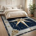 thumbnail image 3 of ODIKA 8'x10' Washable Area Rug Non-Slip Chair-Friendly Mat Nautical Compass Vintage Maritime Star With Distressed Rope Border for Dining Room, Large Office, Lounge, 3 of 7