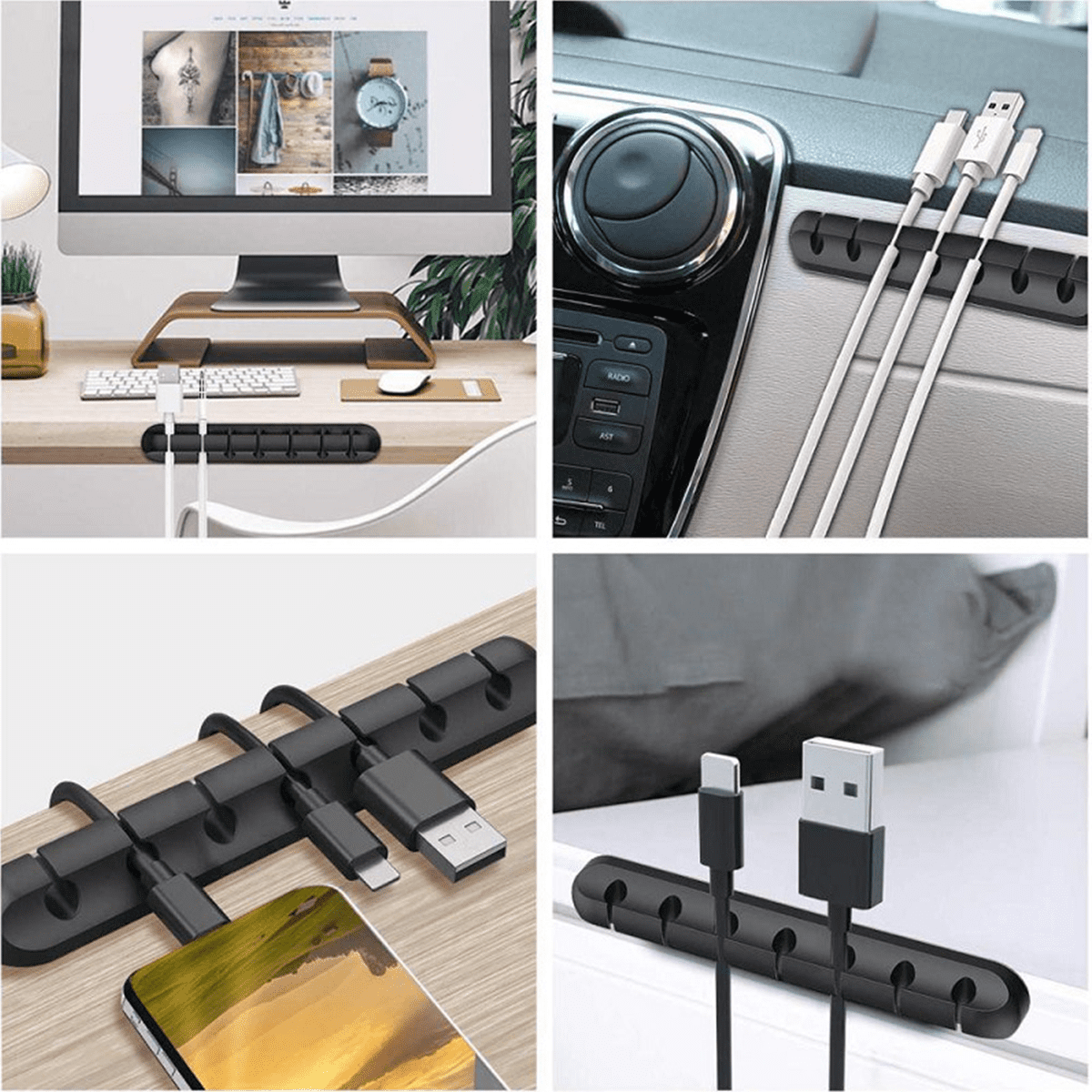 Cable Management Clips in BLACK, Cable Tidy, Cable Tidies, Travel  Accessories, Home Office Organisation, Desk Tidy, Gift for Dad, Dads Gifts  