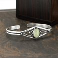 thumbnail image 4 of 925 Silver Plated Natural Prehnite Cuff Bangle Bracelet for Women – Handmade Open Bangle – Green Gemstone Statement Jewelry – Wedding Gift for Her, 4 of 5