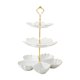 thumbnail image 1 of Expositor de tartas de cerámica de varios niveles para postres de frutas, decoración de mesa de varios niveles para postres 3 niveles blanco, 1 of 9