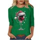 thumbnail image 5 of Camisetas de Manga Larga de las Mujeres Impresión de Navidad Cuello Redondo 3/4 Manga Suéter Superior, Moda Informal para Fiesta de Vacaciones Y Uso Diario, 5 of 7