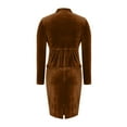 thumbnail image 7 of BLTIBY Women's Velvet 2 Piece Suit Skirt Set Long Sleeve Button Down Blazer Lapel Jacket Skirts Suits Office Formal Business Comfortable Outfits Brown S, 7 of 7