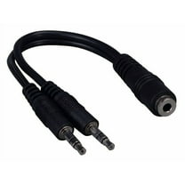 Cable Leader 6in 3.5mm Stereo Female to Two 3.5mm Stereo Male Audio Cable, Black