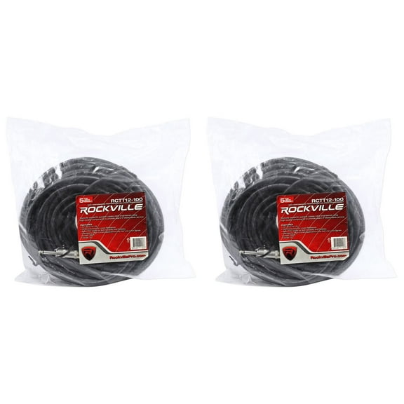 2 Rockville RCTT12100 100' 12 AWG 1/4" TS to 1/4" TS Speaker Cable 100% Copper
