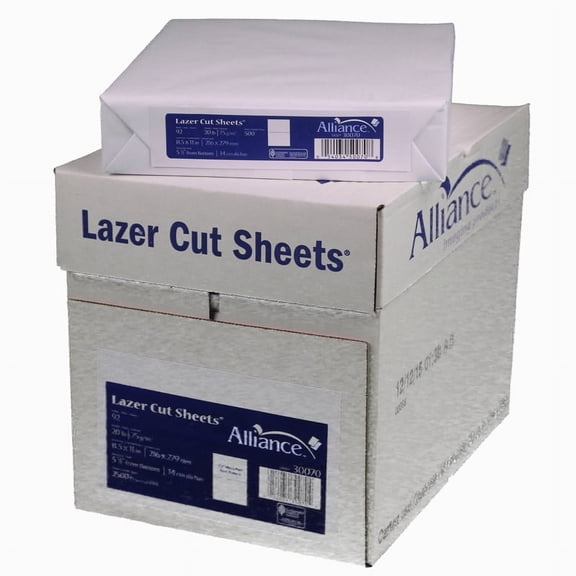 Prepunched Paper 5.5” from Bottom Alliance Laser Cut Sheet 8.5 x 11, 92 Bright 20lb, 2,500 Sheets | Case