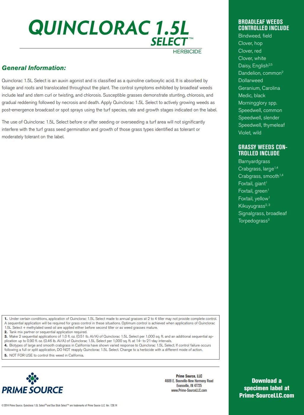 Quinclorac 1.5L Select Crabgrass Killer Herbicide (Drive XLR8)