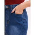 thumbnail image 5 of DARING DIVA Women's Bodycon Fishtail Ruffled Knee Length Jean Skirt X-Large Deep Blue, 5 of 7