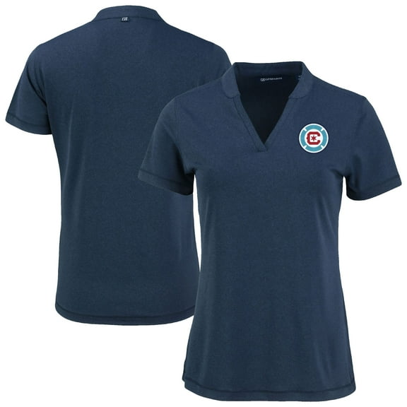 Women's-Cutter & Buck Heather Navy Chicago Fire Forge Heather Stretch Blade Top