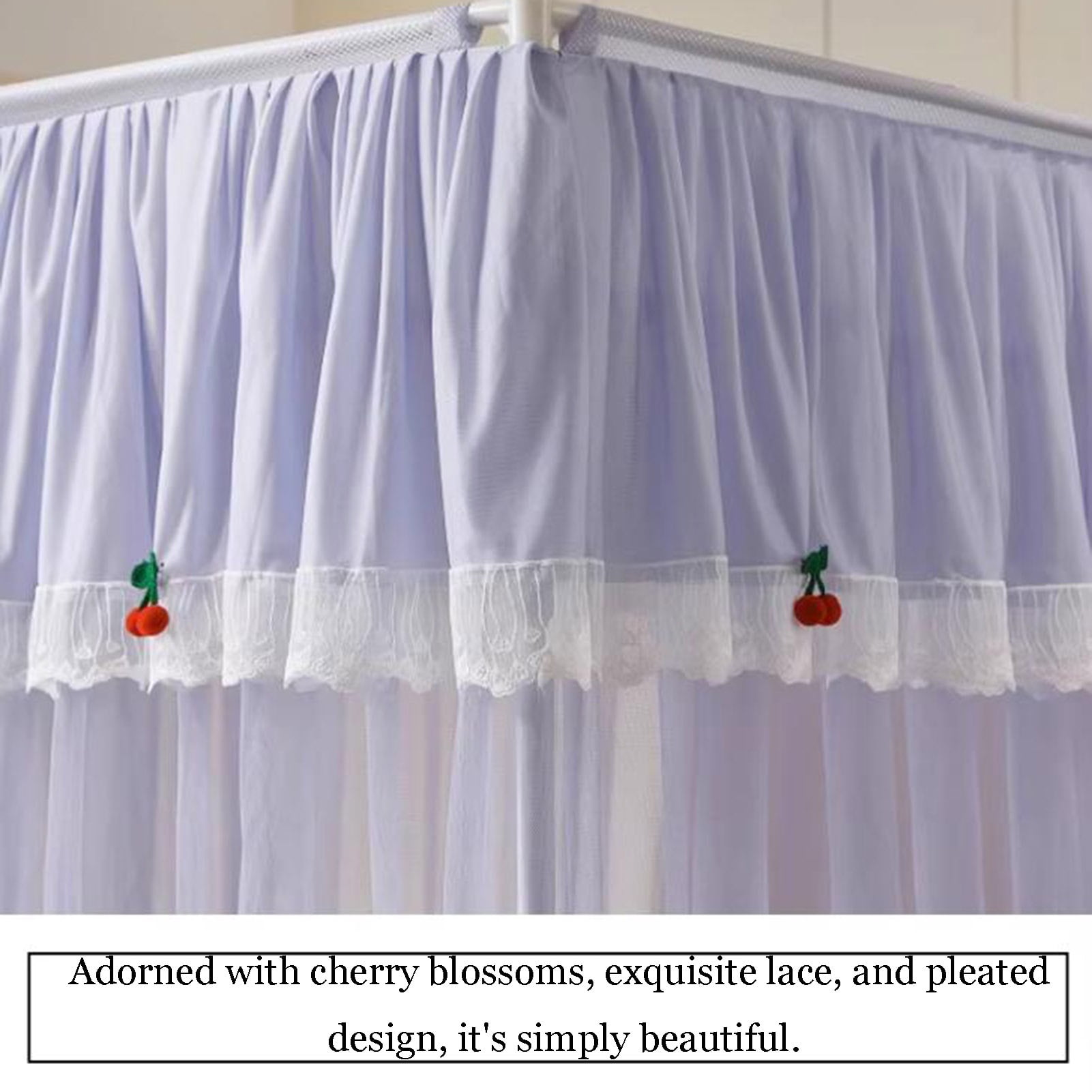 Bed Curtain Mosquito Net for Bedroom Decorative,Canopy Netting Bed Curtain,Breathable Mesh, 3 Side Openings for Girls' Adult Bedroom Decor
