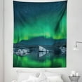 thumbnail image 1 of Alaska Tapestry, Aurora Borealis Under the Starry Sky Hills of Arctic Northern Landscape, Fabric Wall Hanging Decor for Bedroom Living Room Dorm, 5 Sizes, Night Blue Lime Green, by Ambesonne, 1 of 1