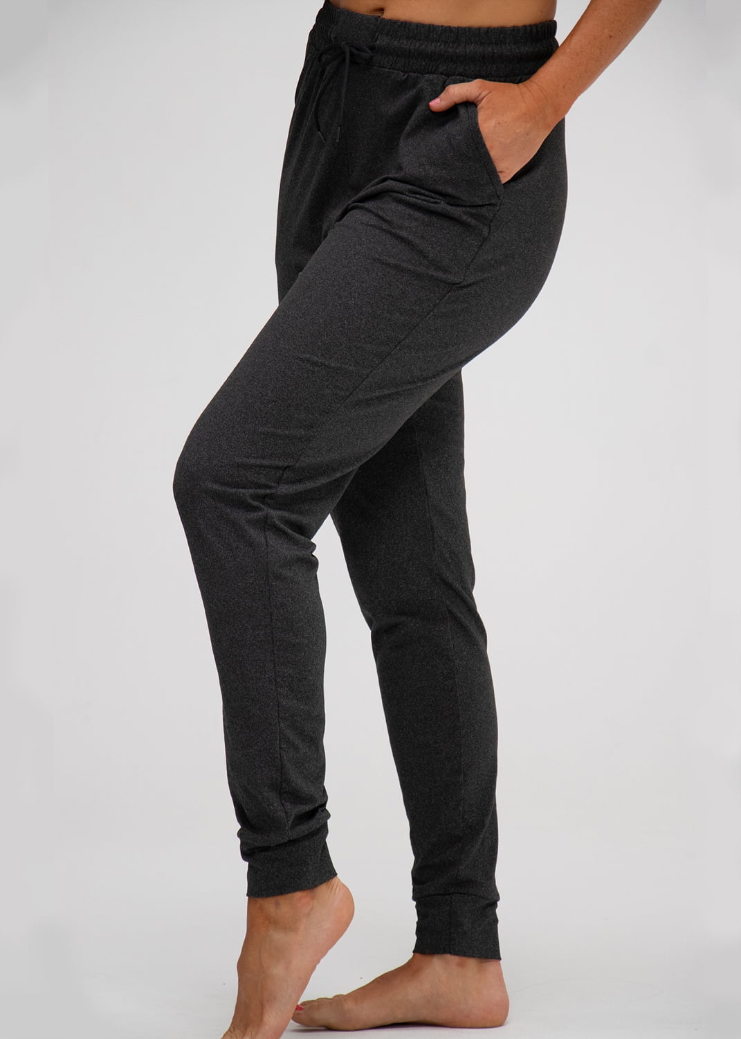 2 Pack Women's Yoga Jogger Pants with Side Pocket Sweatpants (X-Large, Heather Dk.Charcoal/Olive) - image 2