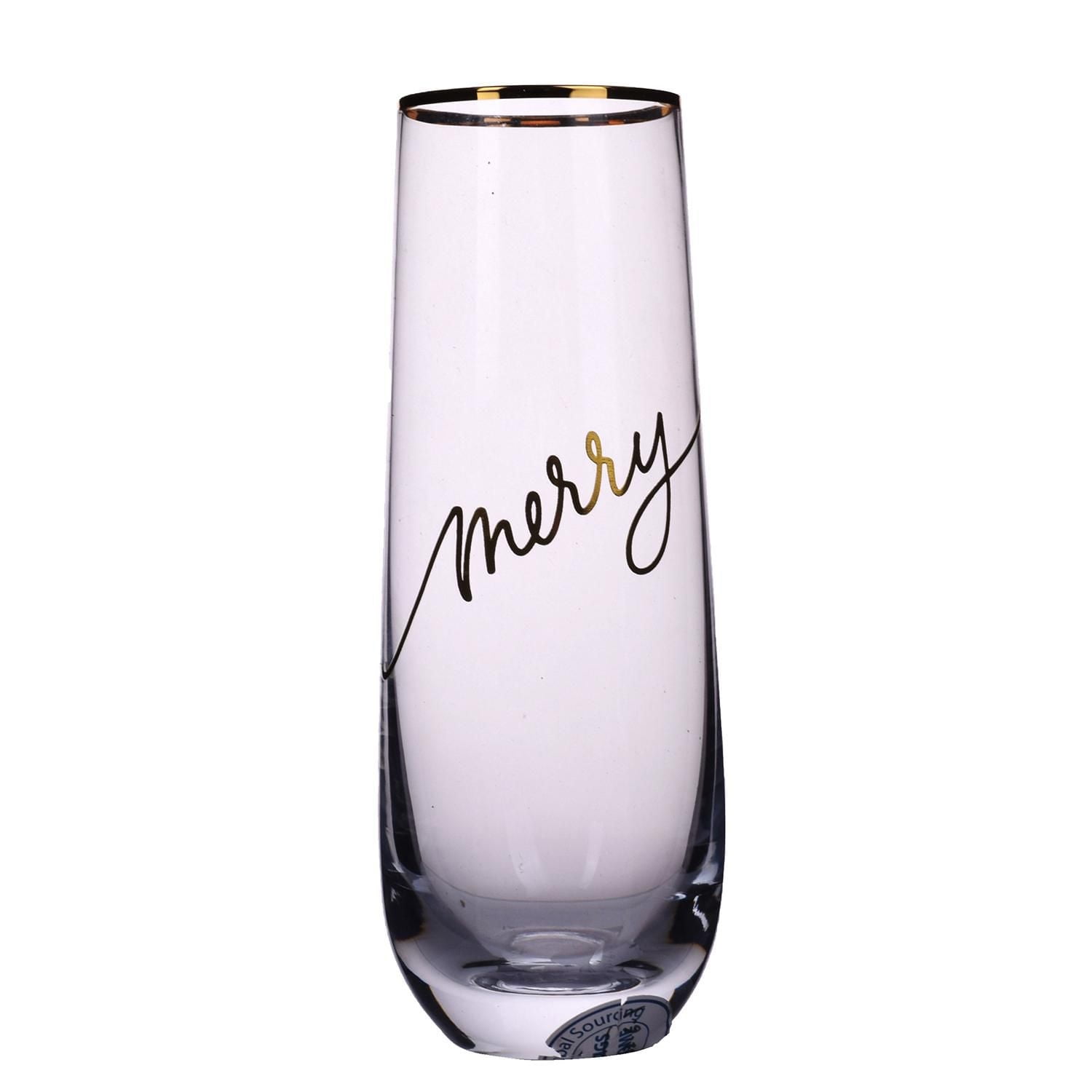 Glass Stemless Champagne Flutes Wine Glass Champagne Glasses Water Cup BPA-Free for Housewarming Friends clear glass