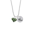 thumbnail image 2 of Delight Jewelry Silvertone Lime Green Cheetah Print Heart Silvertone Script Initial Disc - K - Charm Necklace, 20"+3", 2 of 4