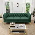thumbnail image 5 of Sofa Couch for Living Room, 83" Modern PU Leather Sofa with Gold Legs, Upholstered Chesterfield Sofa 3 Seater Couches, Large Sectional Couch Deep Seat Sofa for Home, Office, Apartment Green, 5 of 6