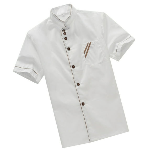 HEALEEP Chef Coat Short Sleeve 1Pack White Cotton Polyester Breathable Wearproof Oil Proof Easy to Wash M