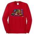 thumbnail image 2 of Wild Bobby, Colorful Rainbow Cat Animal Lover Mens Long Sleeve Shirt, Red, Large, 2 of 3