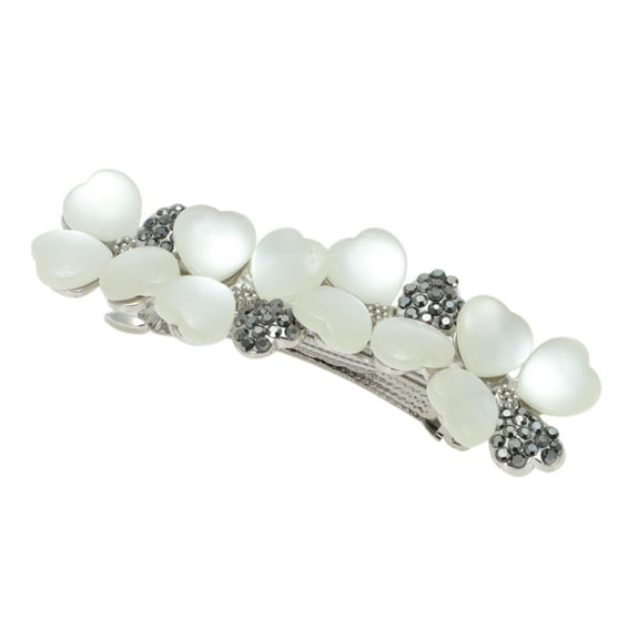 Unique Bargains Flower Hair Clips for Women Flower Hairpins French Faux Crystal Flower Hairpin Gray