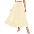 thumbnail image 5 of Amvlyk Skirts for Women Solid Elastic High Waist Ruffle Boho Skirt Summer Tiered Trendy Ankle-Length A-Line Skirt Fashion Flowy Drawstring Long Skirt for Beach Date Casual Outwear Party Walking, 5 of 7