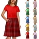 thumbnail image 1 of Girls' Summer Dress Kids 2025 Plaid Short Sleeve Casual Dress with Pockets Comfortable and Stylish for Everyday Wear ,Sie:150, 1 of 7