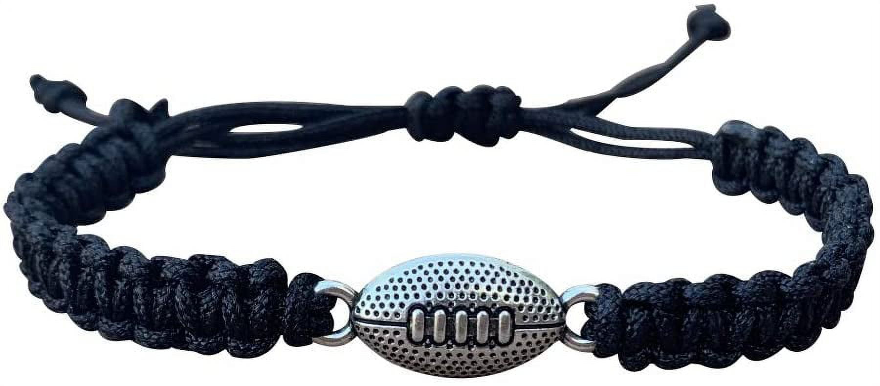Bracelet Football FANCYWUXI - Réglable Avec Porte-clés - Pierres Naturelles - Cadeau Garçons, Adolescents