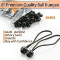 thumbnail image 2 of 6 inch 50 Piece Heavy Duty 5mm Ball Bungee Canopy Cord By Wellmax, Black Color, 2 of 6