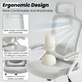 thumbnail image 6 of Nexthro Ergonomic Office Chair, 400 LBS Computer Chairs with Adjustable Lumbar Support, Breathable Mesh Desk Chair Ergonomic with Thickened Cushion, Comfy Home Office Desk Chair (White/Gray), 6 of 7